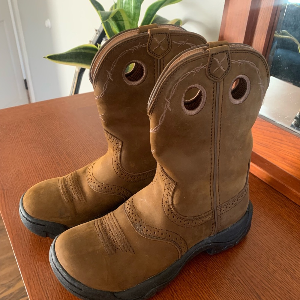 Twisted X Boots, Distressed Saddle, Brown, Size 8.5 M